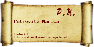 Petrovitz Marica névjegykártya